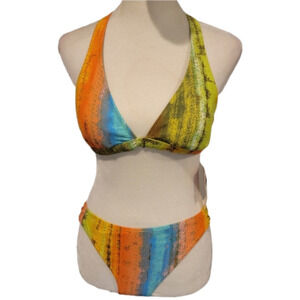 RAISINS Abstract Print Bikini Top Size M Bottoms Size L